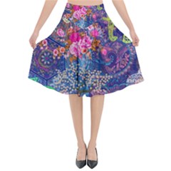 Bandana-mask Fdbm027 Flared Midi Skirt by fatfatiya