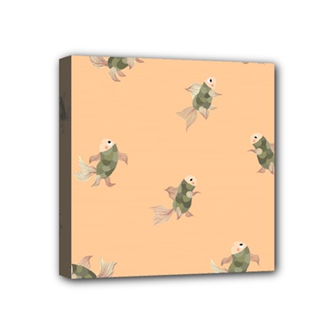 Delicate Decorative Seamless  Pattern With  Fairy Fish On The Peach Background Mini Canvas 4  X 4  (stretched)