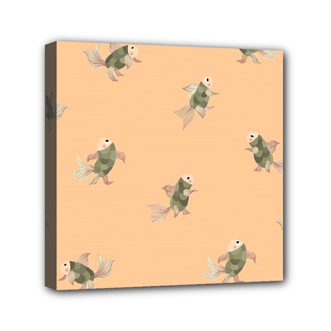 Delicate Decorative Seamless  Pattern With  Fairy Fish On The Peach Background Mini Canvas 6  X 6  (stretched)