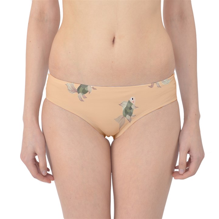 Delicate decorative seamless  pattern with  fairy fish on the peach background Hipster Bikini Bottoms