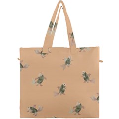 Delicate Decorative Seamless  Pattern With  Fairy Fish On The Peach Background Canvas Travel Bag