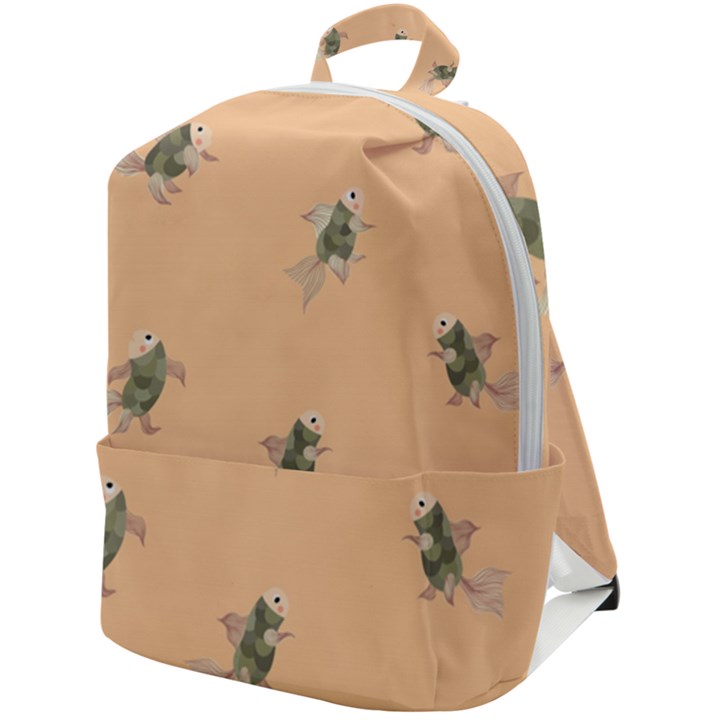 Delicate decorative seamless  pattern with  fairy fish on the peach background Zip Up Backpack