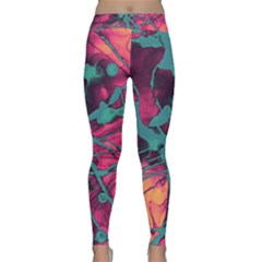 Pink And Turquoise Alcohol Ink Classic Yoga Leggings by Dazzleway