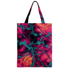 Pink And Turquoise Alcohol Ink Zipper Classic Tote Bag by Dazzleway