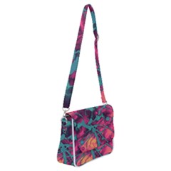 Pink And Turquoise Alcohol Ink Shoulder Bag With Back Zipper by Dazzleway