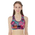 Pink and turquoise alcohol ink Sports Bra with Border View1