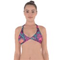 Pink and turquoise alcohol ink Halter Neck Bikini Top View1