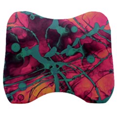 Pink And Turquoise Alcohol Ink Velour Head Support Cushion by Dazzleway