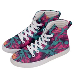 Pink And Turquoise Alcohol Ink Men s Hi-top Skate Sneakers by Dazzleway