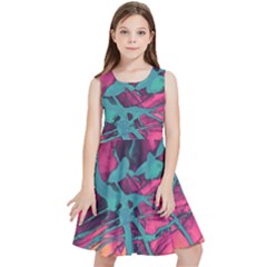 Pink And Turquoise Alcohol Ink Kids  Skater Dress by Dazzleway