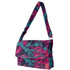 Pink And Turquoise Alcohol Ink Full Print Messenger Bag (s) by Dazzleway