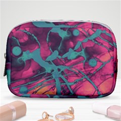 Pink And Turquoise Alcohol Ink Make Up Pouch (small) by Dazzleway