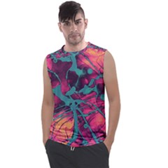 Pink And Turquoise Alcohol Ink Men s Regular Tank Top