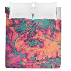 Orange And Turquoise Alcohol Ink  Duvet Cover Double Side (queen Size) by Dazzleway