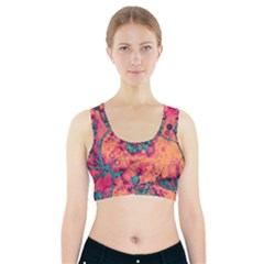 Orange And Turquoise Alcohol Ink  Sports Bra With Pocket by Dazzleway