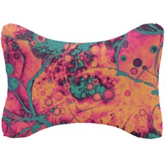 Orange And Turquoise Alcohol Ink  Seat Head Rest Cushion by Dazzleway