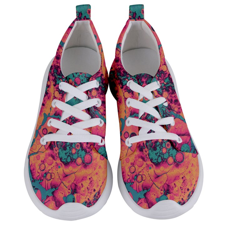 Orange and turquoise alcohol ink  Women s Lightweight Sports Shoes