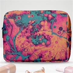 Orange And Turquoise Alcohol Ink  Make Up Pouch (large) by Dazzleway