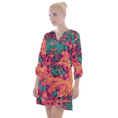 Orange And Turquoise Alcohol Ink  Open Neck Shift Dress by Dazzleway