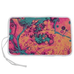 Orange And Turquoise Alcohol Ink  Pen Storage Case (s) by Dazzleway