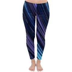 Blue And Purple Stripes Classic Winter Leggings by Dazzleway