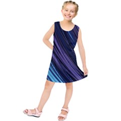 Blue And Purple Stripes Kids  Tunic Dress by Dazzleway