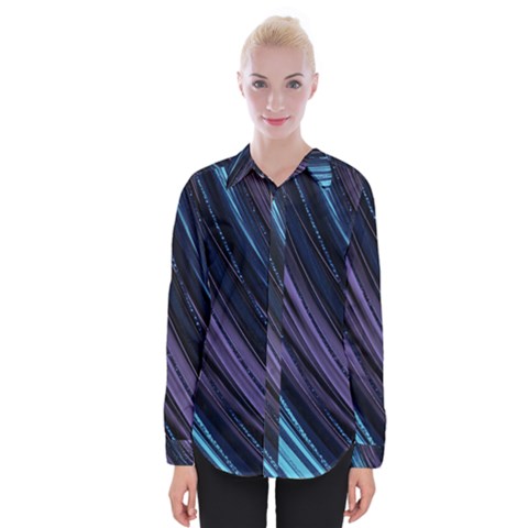 Blue And Purple Stripes Womens Long Sleeve Shirt by Dazzleway