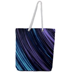 Blue And Purple Stripes Full Print Rope Handle Tote (large) by Dazzleway