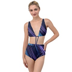 Blue And Purple Stripes Tied Up Two Piece Swimsuit by Dazzleway