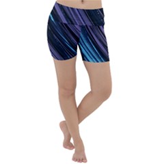 Blue And Purple Stripes Lightweight Velour Yoga Shorts by Dazzleway