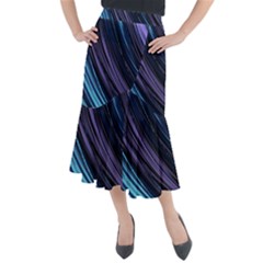 Blue And Purple Stripes Midi Mermaid Skirt by Dazzleway