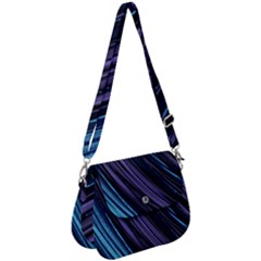 Blue And Purple Stripes Saddle Handbag