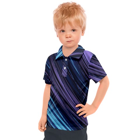 Blue And Purple Stripes Kids  Polo Tee by Dazzleway