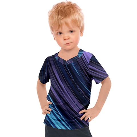 Blue And Purple Stripes Kids  Sports Tee by Dazzleway