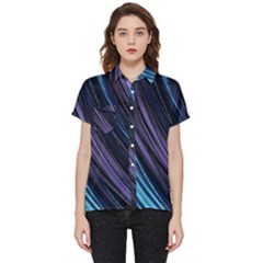 Blue And Purple Stripes Short Sleeve Pocket Shirt by Dazzleway