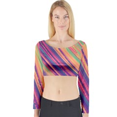 Colorful Stripes Long Sleeve Crop Top by Dazzleway