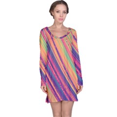 Colorful Stripes Long Sleeve Nightdress by Dazzleway