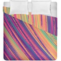 Colorful Stripes Duvet Cover Double Side (king Size) by Dazzleway