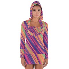 Colorful Stripes Long Sleeve Hooded T-shirt by Dazzleway