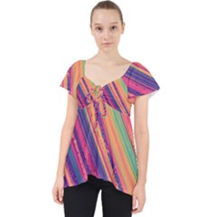 Colorful Stripes Lace Front Dolly Top by Dazzleway