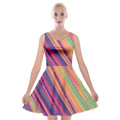 Colorful Stripes Velvet Skater Dress by Dazzleway