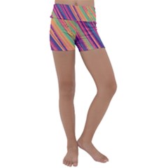 Colorful Stripes Kids  Lightweight Velour Yoga Shorts by Dazzleway