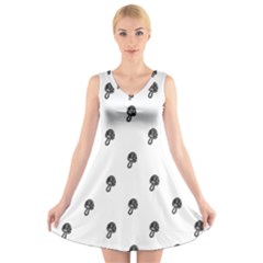 Aviator Helmet Motif Print Pattern V-neck Sleeveless Dress by dflcprintsclothing