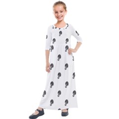 Aviator Helmet Motif Print Pattern Kids  Quarter Sleeve Maxi Dress by dflcprintsclothing