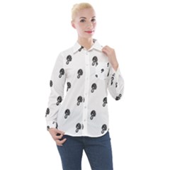 Aviator Helmet Motif Print Pattern Women s Long Sleeve Pocket Shirt