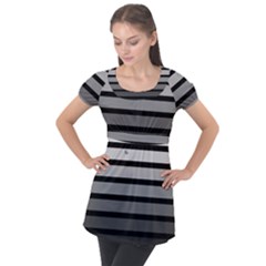 9 Bar Monochrome Fade Puff Sleeve Tunic Top by WetdryvacsLair