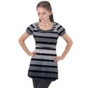 9 Bar Monochrome Fade Puff Sleeve Tunic Top View1