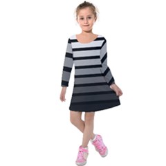 9 Bar Monochrome Fade Kids  Long Sleeve Velvet Dress by WetdryvacsLair