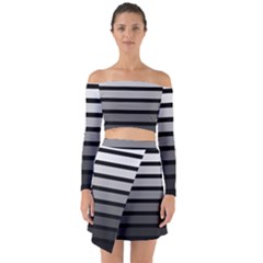 9 Bar Monochrome Fade Off Shoulder Top With Skirt Set by WetdryvacsLair