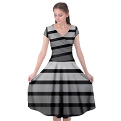 9 Bar Monochrome Fade Cap Sleeve Wrap Front Dress by WetdryvacsLair